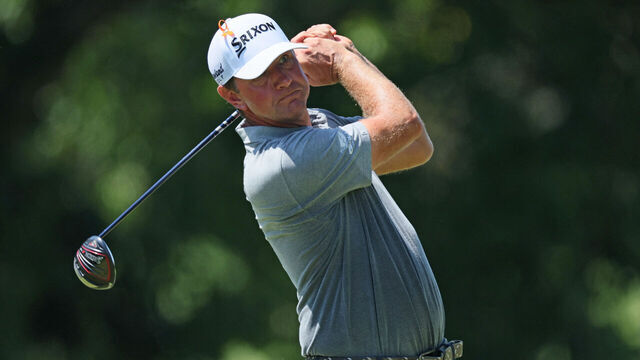 NICHOLASVILLE, KENTUCKY - JULY 14: Lucas Glover of the United States plays his shot from the eighth tee during the second round of the Barbasol Championship at Keene Trace Golf Club on July 14, 2023 in United States.