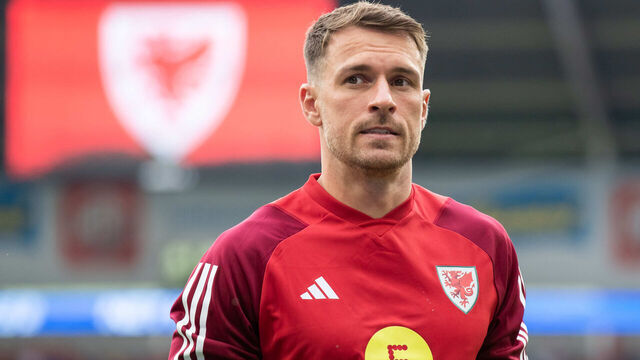 CARDIFF, WALES - JUNE 16: Aaron Ramsey of Wales during the Group D - UEFA EURO 2024 Qualifying Round match between Wales and Armenia at the Cardiff City Stadium on June 16, 2023 in Cardiff, Wales.
