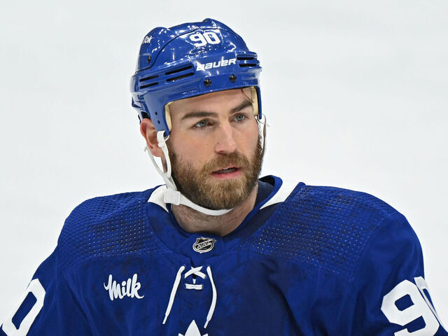 TORONTO, ON - MAY 02: Toronto Maple Leafs Center Ryan O'Reilly (90) in warmups prior to Game 1 of the Eastern Conference Semi Final between the Florida Panthers and Toronto Maple Leafs on May 2, 2023 at Scotiabank Arena in Toronto, ON.
