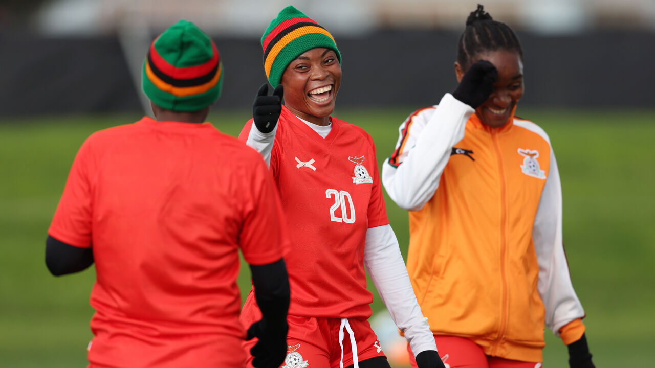 HAMILTON, NEW ZEALAND - JULY 17: Chanda Hellen of Zambia reacts during a Zambia Training Session on July 17, 2023 in Hamilton, New Zealand.