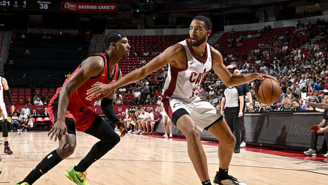 LAS VEGAS, NV - JULY 17: Isaiah Mobley #15 of the Cleveland Cavaliers dribbles the ball during the 2023 NBA Las Vegas Summer League Championship Game on July 17, 2023 at the Thomas & Mack Center in Las Vegas, Nevada. Mandatory Copyright Notice: Copyright 2023 NBAE