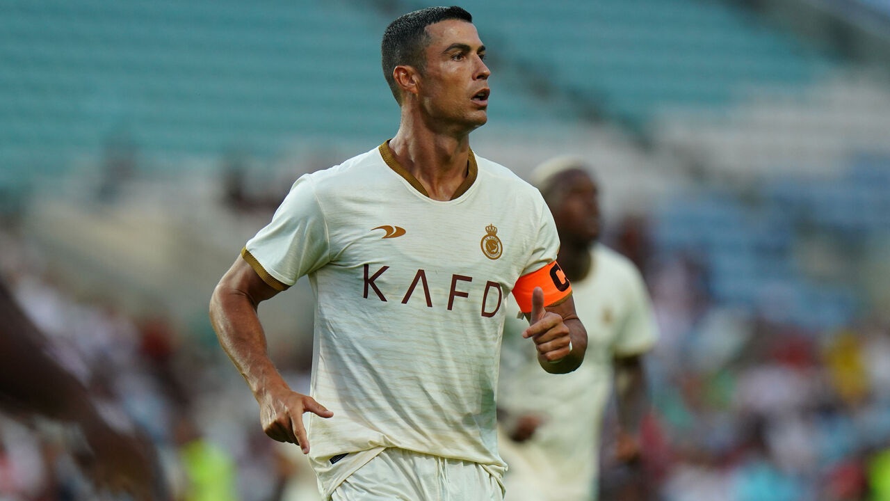 FARO, PORTUGAL - JULY 17: Cristiano Ronaldo of Al Nassr during the Pre-Season Friendly match between Celta Vigo and Al Nassr at Estadio Algarve on July 17, 2023 in Faro, Portugal.