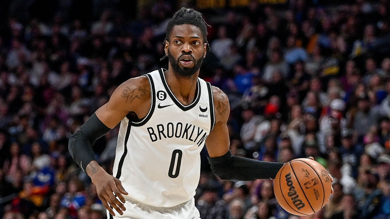 DENVER, CO - MARCH 12: Nerlens Noel #0 of the Brooklyn Nets dribbles in a game against the Denver Nuggets at Ball Arena on March 12, 2023 in Denver, Colorado.