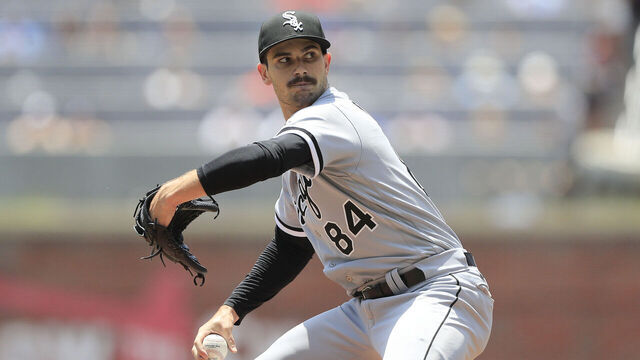 ATLANTA, GA - JULY 16: Chicago White Sox and Georgia native starting pitcher Dylan Cease (84) delivers a pitch during the Sunday afternoon MLB game between the Atlanta Braves and the Chicago White Sox on July 16, 2023 at Truist Park in Atlanta, Georgia.