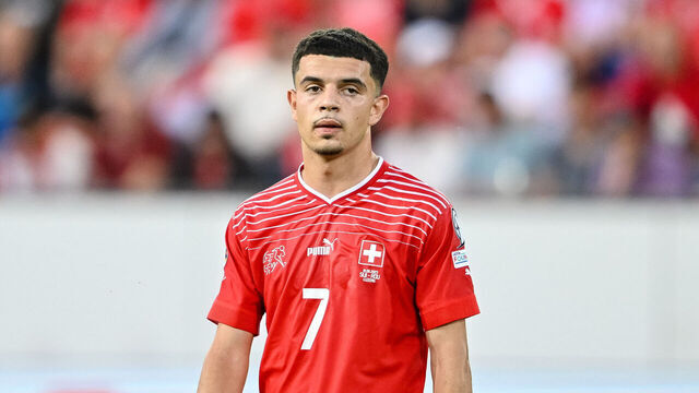 LUCERNE, SWITZERLAND - JUNE 19: Amdouni Zeki of Switzerland Looks on during the UEFA EURO 2024 qualifying round group I match between Switzerland and Romania on June 19, 2023 in Lucerne, Switzerland.
