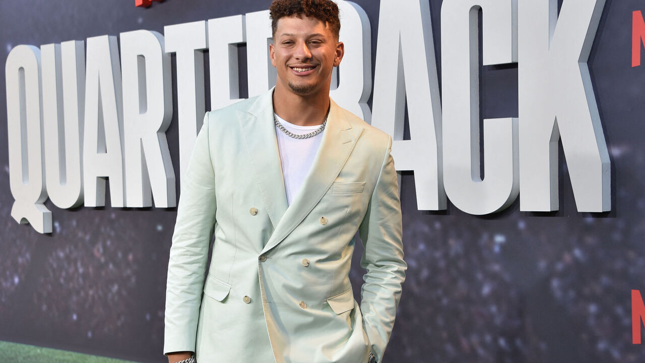 US american football quarterback Kansas City Chief's Patrick Mahomes arrives for the premiere of Netflix's docuseries "Quarterback" at the Tudum Theatre in Los Angeles, on July 11, 2023.