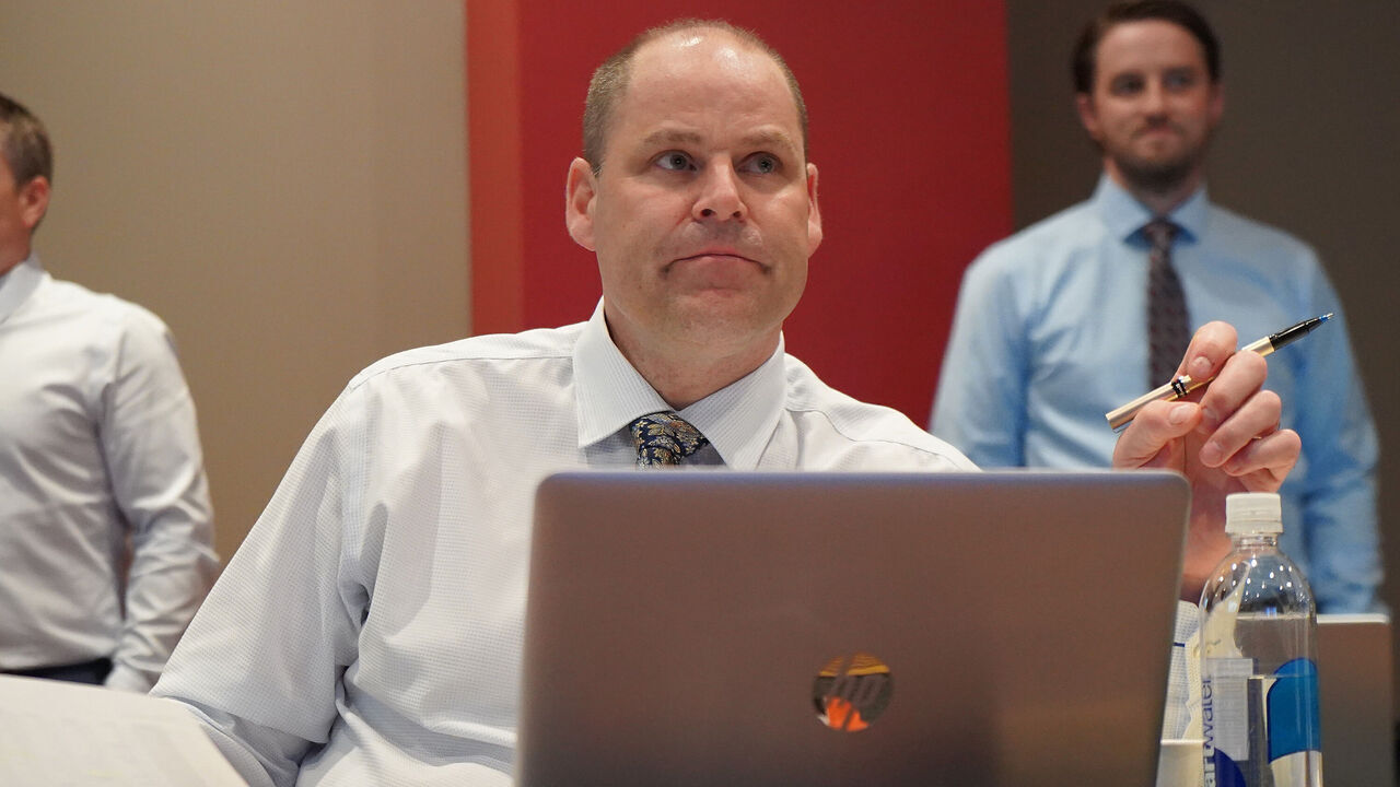 OTTAWA, CANADA - JULY 24: Chief Amateur Scout Trent Mann of the Ottawa Senators looks on during rounds 2-7 of the 2021 NHL Entry Draft at Canadian Tire Centre on July 24, 2021 in Ottawa, Ontario, Canada.