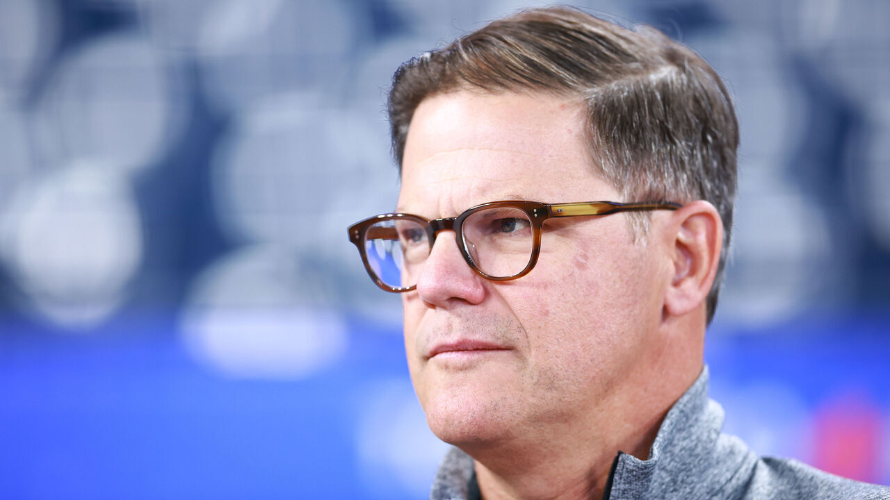 TORONTO, ON - JULY 14: Ross Atkins, Toronto Blue Jays Executive Vice President of Baseball Operations & General Manager looks on during batting practice, prior to a game against the Arizona Diamondbacks at Rogers Centre on July 14, 2023 in Toronto, Ontario, Canada.