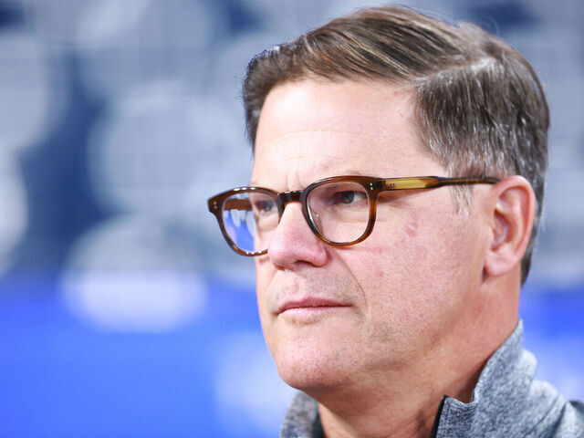 TORONTO, ON - JULY 14: Ross Atkins, Toronto Blue Jays Executive Vice President of Baseball Operations & General Manager looks on during batting practice, prior to a game against the Arizona Diamondbacks at Rogers Centre on July 14, 2023 in Toronto, Ontario, Canada.