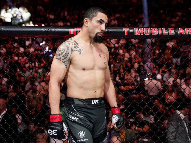 LAS VEGAS, NEVADA - JULY 08: Robert Whittaker of New Zealand prepares to fight Dricus Du Plessis of South Africa in a middleweight fight during the UFC 290 event at T-Mobile Arena on July 08, 2023 in Las Vegas, Nevada.