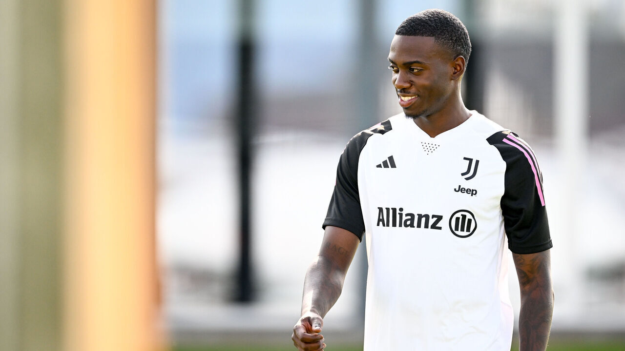 TURIN, ITALY - JULY 17: Timothy Weah of Juventus during a training session at JTC on July 17, 2023 in Turin, Italy.