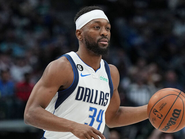 DALLAS, TX - DECEMBER 29: Kemba Walker #34 of the Dallas Mavericks dribbles the ball during the game against the Houston Rockets on December 29, 2022 at the American Airlines Center in Dallas, Texas. Mandatory Copyright Notice: Copyright 2022 NBAE