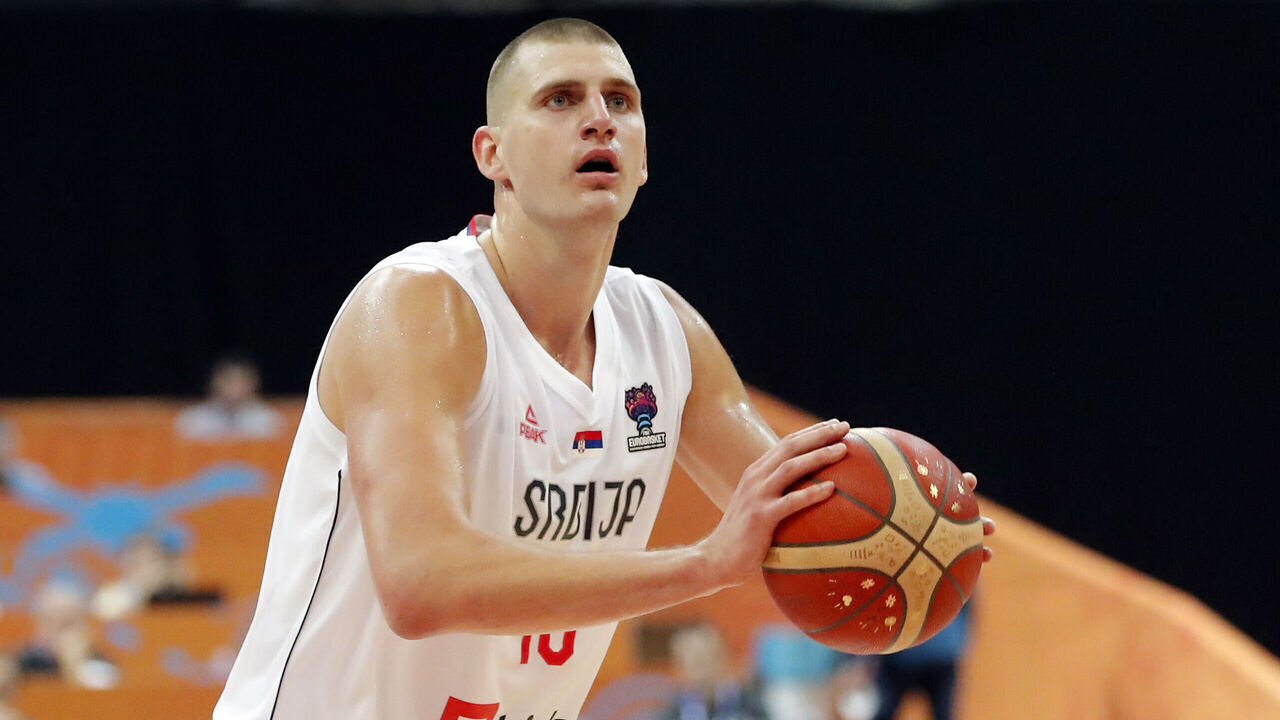 PRAGUE, CZECH REPUBLIC - SEPTEMBER 02: Nikola Jokic of Serbia during the FIBA EuroBasket 2022 group D match between Serbia and Netherlands at O2 Arena Prague on September 2, 2022 in Prague, Czech Republic.