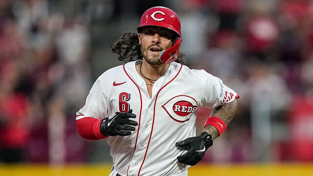 CINCINNATI, OHIO - JULY 17: Jonathan India #6 of the Cincinnati Reds rounds the bases after hitting a home run in the seventh inning against the San Francisco Giants at Great American Ball Park on July 17, 2023 in Cincinnati, Ohio.