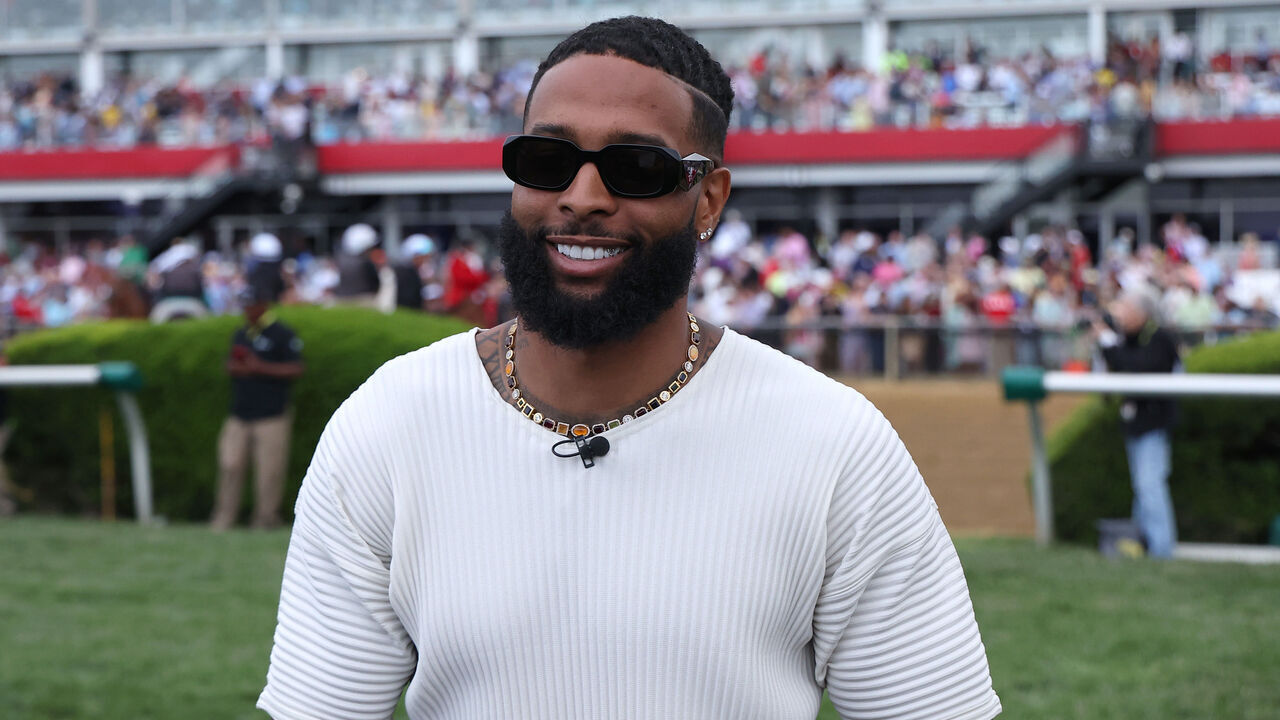BALTIMORE, MARYLAND - MAY 20: Odell Beckham Jr. attends Preakness 148 Hosted By 1/ST at Pimlico Race Course on May 20, 2023 in Baltimore, Maryland.