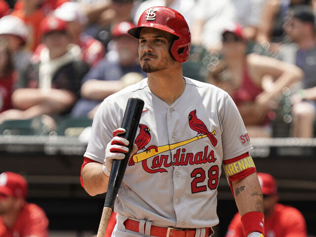 Nolan Arenado #28 of the St. Louis Cardinals during the 2023 MLB