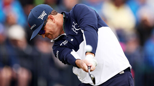 HOYLAKE, ENGLAND - JULY 21: Zach Johnson of the United States tees off on the 4th hole on Day Two of The 151st Open at Royal Liverpool Golf Club on July 21, 2023 in Hoylake, England.