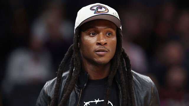 PHOENIX, ARIZONA - OCTOBER 25: Arizona Cardinals receiver DeAndre Hopkins attends the NBA game at Footprint Center on October 25, 2022 in Phoenix, Arizona. The Suns defeated the Warriors 134-105.