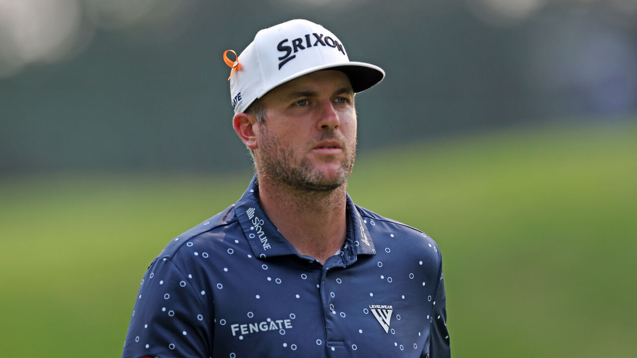 NICHOLASVILLE, KENTUCKY - JULY 16: Taylor Pendrith of Canada walks from the 15th green during the final round of the Barbasol Championship at Keene Trace Golf Club on July 16, 2023 in United States.