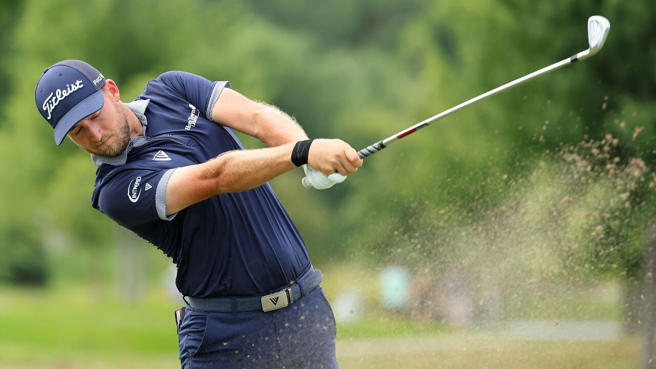 BLAINE, MINNESOTA - JULY 28: Lee Hodges of the United States plays his shot from the fourth tee during the second round of the 3M Open at TPC Twin Cities on July 28, 2023 in Blaine, Minnesota.