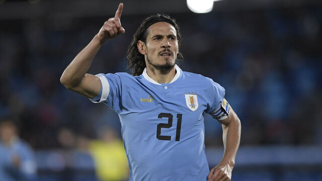 MONTEVIDEO, URUGUAY - JUNE 11: Edinson Cavani of Uruguay celebrates after scoring his team's first goal during the international friendly match between Uruguay and Panama at Centenario Stadium on June 11, 2022 in Montevideo, Uruguay.