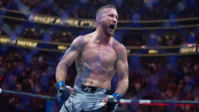 SALT LAKE CITY, UT - JULY 29: Justin Gaethje celebrates beating Dustin Poirier during their BMF Title Lightweight fight at UFC 291 at the Delta Center July 29, 2023 at the in Salt Lake City, Utah.
