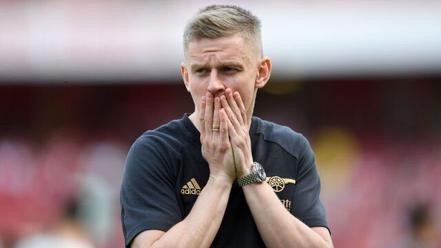 LONDON, ENGLAND - MAY 28: Oleksandr Zinchenko of Arsenal reacts prior to the Premier League match between Arsenal FC and Wolverhampton Wanderers at Emirates Stadium on May 28, 2023 in London, England.