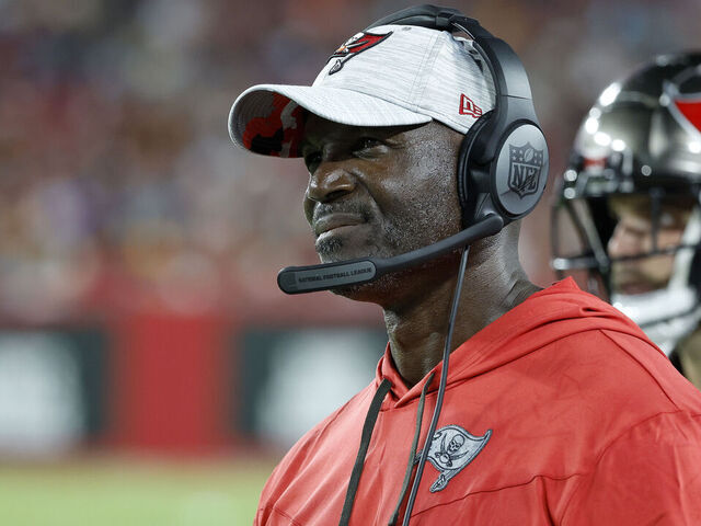TAMPA, FLORIDA - AUGUST 13: Head coach Todd Bowles of the Tampa Bay Buccaneers looks on during a preseason game against the Miami Dolphins at Raymond James Stadium on August 13, 2022 in Tampa, Florida.