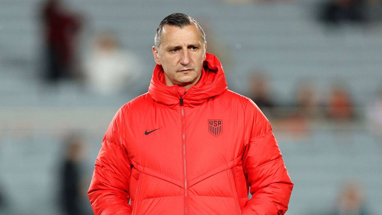 AUCKLAND, NEW ZEALAND - AUGUST 01: Vlatko Andonovski, Head Coach of USA, is seen during the warm up prior to the FIFA Women's World Cup Australia & New Zealand 2023 Group E match between Portugal and USA at Eden Park on August 01, 2023 in Auckland, New Zealand.