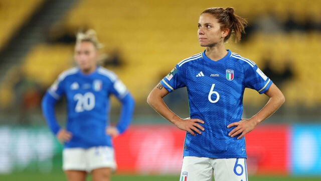 WELLINGTON, NEW ZEALAND - AUGUST 02: Manuela Giugliano of Italy shows dejection after her team's 2-3 defeat and the elimination from the tournament following the FIFA Women's World Cup Australia & New Zealand 2023 Group G match between South Africa and Italy at Wellington Regional Stadium on August 02, 2023 in Wellington, New Zealand.