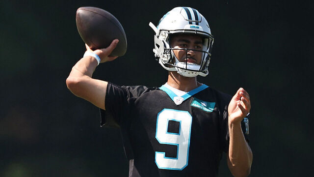 SPARTANBURG, SOUTH CAROLINA - JULY 27: Bryce Young #9 of the Carolina Panthers attends Carolina Panthers Training Camp at Wofford College on July 27, 2023 in Spartanburg, South Carolina.