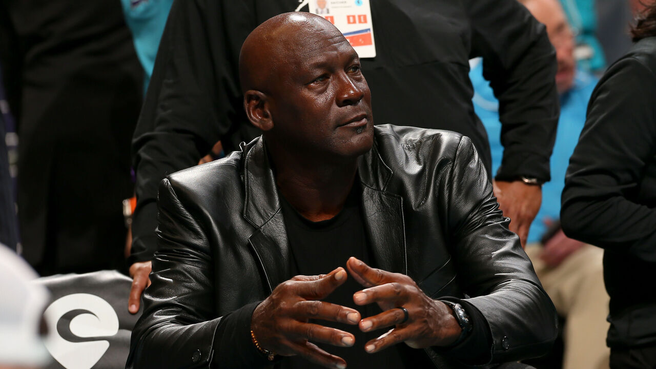 CHARLOTTE, NC - MARCH 1: Michael Jordan attends the game between the Orlando Magic and Charlotte Hornets on March 1, 2023 at Spectrum Center in Charlotte, North Carolina. Mandatory Copyright Notice: Copyright 2023 NBAE