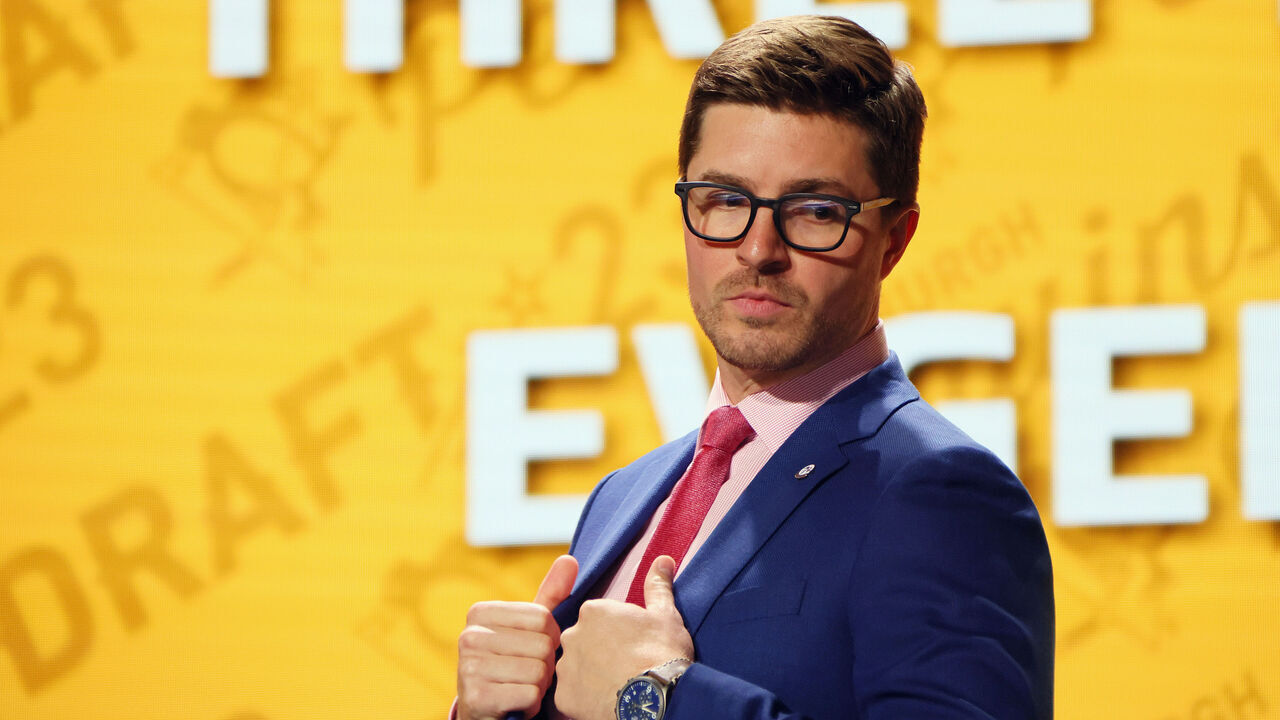NASHVILLE, TENNESSEE - JUNE 28: Kyle Dubas of the Pittsburgh Penguins attends the 2023 NHL Draft at the Bridgestone Arena on June 28, 2023 in Nashville, Tennessee.