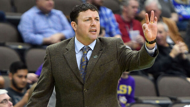 JACKSONVILLE, FL - MARCH 21: Assistant coach Greg Heiar signals his players during the First Round of the NCAA Basketball Tournament against the Yale Bulldogs at the VyStar Veterans Memorial Arena on March 21, 2019 in Jacksonville, Florida.