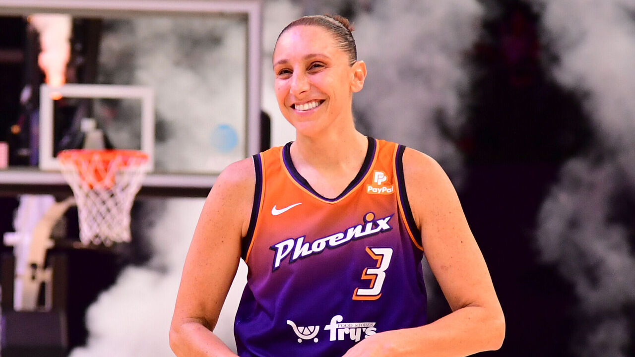 PHOENIX, AZ - AUGUST 3: Diana Taurasi #3 of the Phoenix Mercury looks on during the game on August 3, 2023 at Footprint Center in Phoenix, Arizona. Mandatory Copyright Notice: Copyright 2023 NBAE