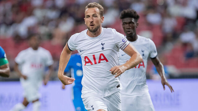 SINGAPORE, SINGAPORE - JULY 26: Harry Kane of Tottenham Hotspur leads the line during the preseason friendly between Tottenham Hotspur and the Lion City Sailors at the National Stadium on July 26, 2023 in Singapore.