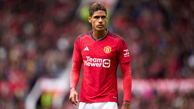 MANCHESTER, ENGLAND - AUGUST 05: Raphael Varane of Manchester United looks on during the pre-season friendly match between Manchester United and RC Lens at Old Trafford on August 05, 2023 in Manchester, England.