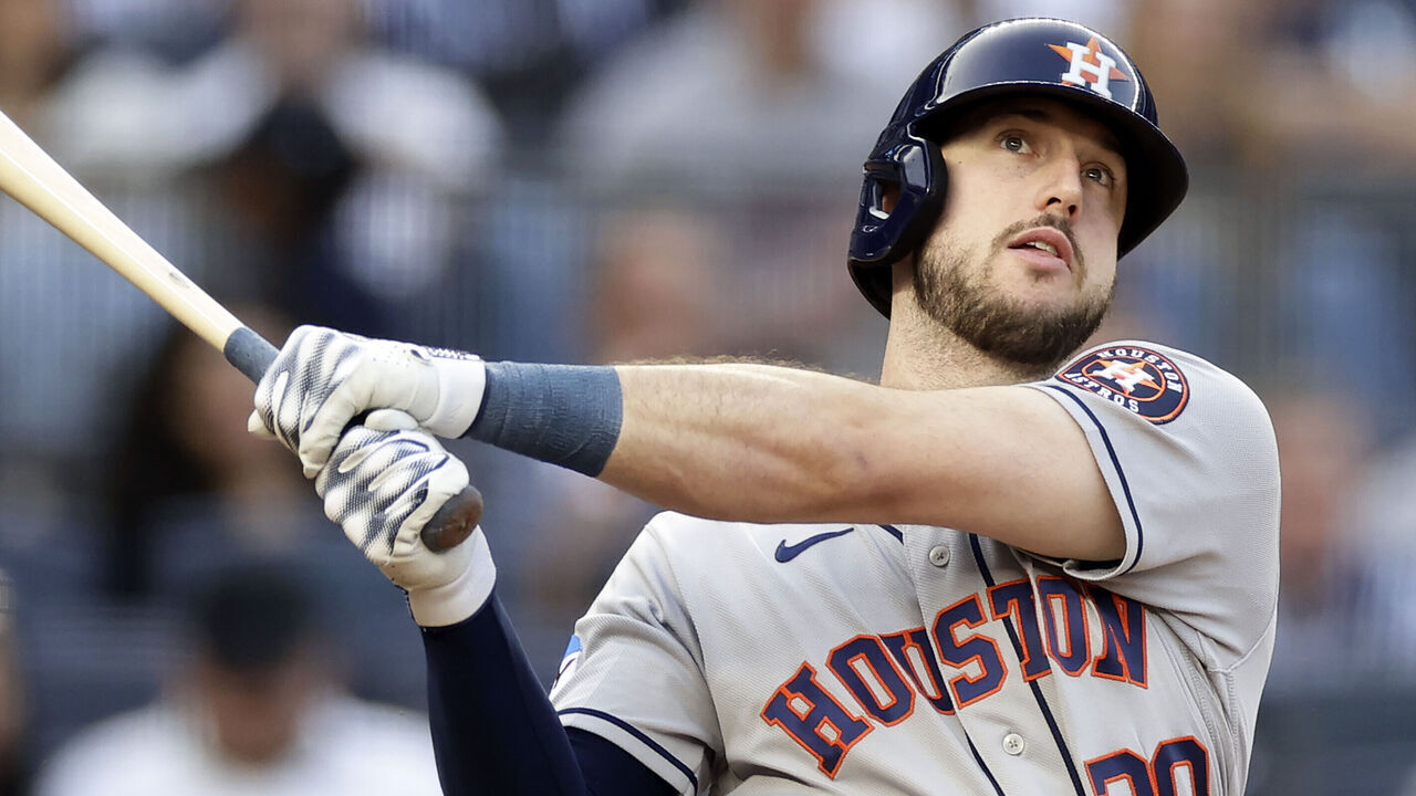 NEW YORK, NY - AUGUST 3: Kyle Tucker #30 of the Houston Astros swings during an at-bat in the first inning against the New York Yankees at Yankee Stadium on August 3, 2023 in New York City.