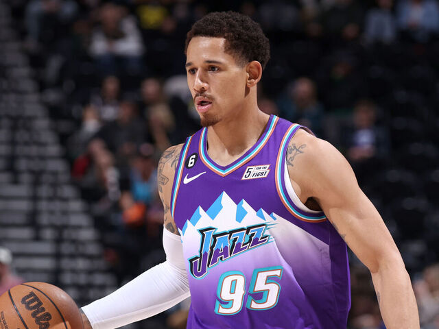 SALT LAKE CITY, UT - MARCH 27: Juan Toscano-Anderson #95 of the Utah Jazz moves the ball during the game against the Phoenix Suns on March 27, 2023 at vivint.SmartHome Arena in Salt Lake City, Utah. Mandatory Copyright Notice: Copyright 2023 NBAE
