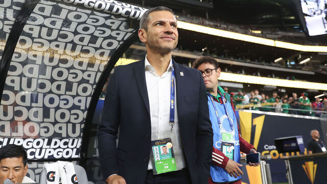 LAS VEGAS, NEVADA - JULY 12: Interim head coach Jaime Lozano of Mexico looks on prior to the semifinal match between Jamaica and Mexico as part of 2023 CONCACAF Gold Cup at Allegiant Stadium on July 12, 2023 in Las Vegas, Nevada.