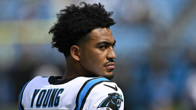 CHARLOTTE, NORTH CAROLINA - AUGUST 12: Bryce Young #9 of the Carolina Panthers waits to take the field against the New York Jets during the first quarter of a preseason game at Bank of America Stadium on August 12, 2023 in Charlotte, North Carolina.