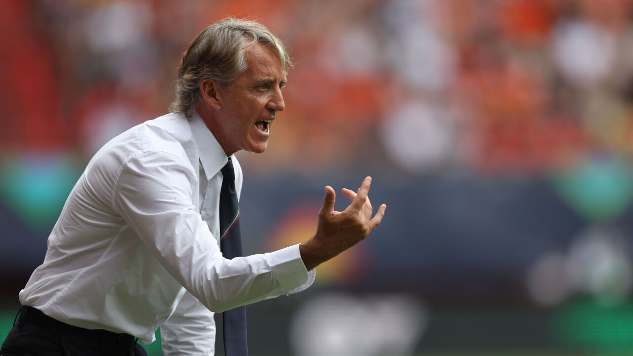 ENSCHEDE, NETHERLANDS - JUNE 18: Head Coach, Roberto Mancini of Italy during the UEFA Nations League 2022/23 third-place match between Netherlands and Italy at FC Twente Stadium on June 18, 2023 in Enschede, Netherlands.