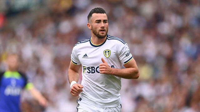 LEEDS, ENGLAND - MAY 28: Jack Harrison of Leeds United during the Premier League match between Leeds United and Tottenham Hotspur at Elland Road on May 28, 2023 in Leeds, England.