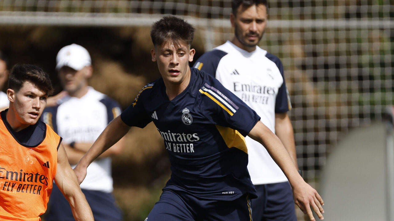 MADRID, SPAIN - JULY 19: Arda Gülerof Real Madrid trains with teammates at Valdebebas training ground on July 19, 2023 in Madrid, Spain.