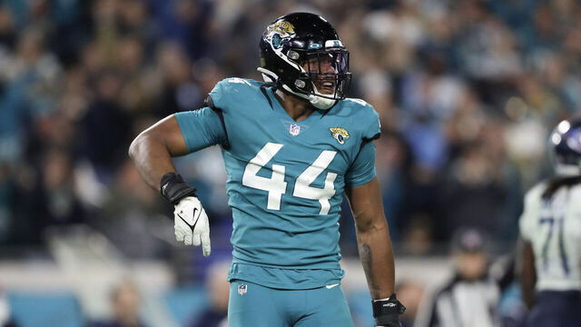 JACKSONVILLE, FLORIDA - JANUARY 07: Travon Walker #44 of the Jacksonville Jaguars in action during the second half against the Tennessee Titans at TIAA Bank Field on January 07, 2023 in Jacksonville, Florida.