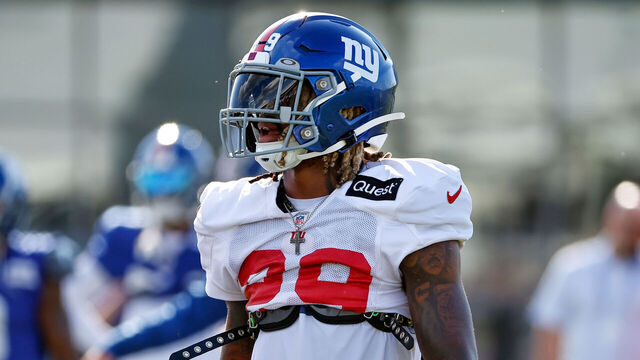 EAST RUTHERFORD, NJ - AUGUST 01: Xavier McKinney #29 of the New York Giants during training camp at the Quest Diagnostics Training Center on August 1, 2023 in East Rutherford, New Jersey.