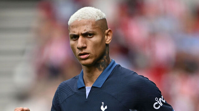 BRENTFORD, ENGLAND - AUGUST 13: Richarlison of Tottenham looks on during the Premier League match between Brentford FC and Tottenham Hotspur at Gtech Community Stadium on August 13, 2023 in Brentford, England.