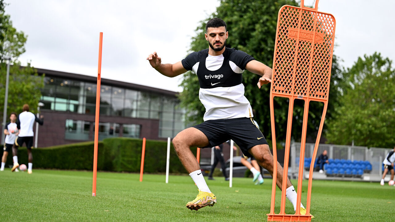 COBHAM, ENGLAND - JULY 5: Armando Broja of Chelsea during a training session at Chelsea Training Ground on July 5, 2023 in Cobham, England.