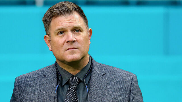 MIAMI GARDENS, FLORIDA - DECEMBER 25: General manager Brian Gutekunst of the Green Bay Packers looks on prior to a game against the Miami Dolphins at Hard Rock Stadium on December 25, 2022 in Miami Gardens, Florida.