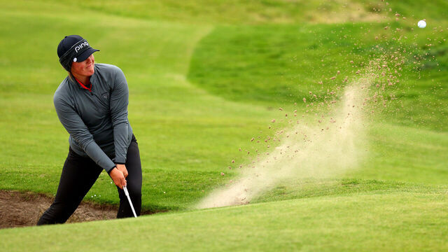 COLERAINE, NORTHERN IRELAND - AUGUST 18: Marissa Steen of the United States plays her shot out of the bunker on the 17th hole on Day Two of the ISPS HANDA World Invitational presented by AVIV Clinics at Castlerock Golf Club on August 18, 2023 in United Kingdom.